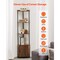 5-Tier Black Brown Wooden Adjustable LED Lights Corner Shelf with Doors and Metal Frame for Living Room
